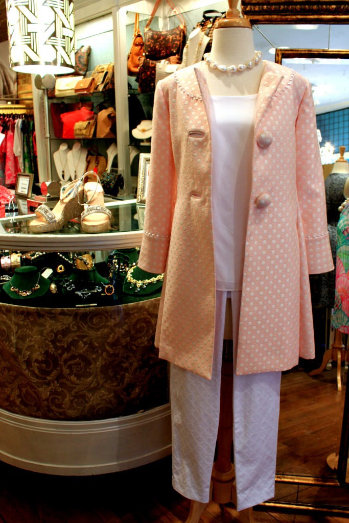 Sarah Campbell coat with Lilly Pulitzer